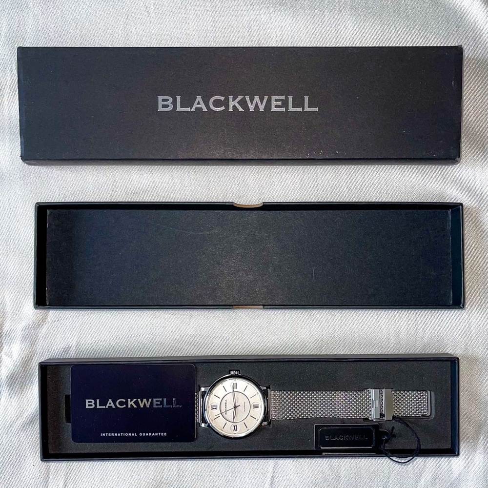 NWT Blackwell Project 10003 Sunday Silver Dial Stainless Steal Mesh Bracelet44mm